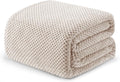 Exclusivo Mezcla Soft Waffle Fleece Bed Blanket Queen Size, Tan | Lightweight Plush Blanket for Bed, Bedroom, Cozy Flannel with Waffle Texture, Stylish Home Decor, All Season, 90x90 Inches