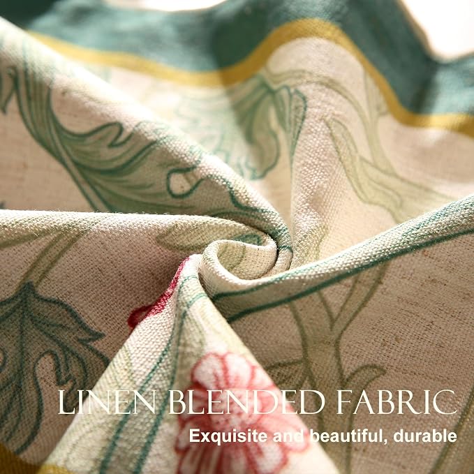 Patdrea Designer Vintage French Linen Table Runner,12"X71"-Cecilia A | Tablerunner 71 Inches Long,Green Floral Print,Decorative Runner for Dining Room Living Room Banquet,Tassel Edge