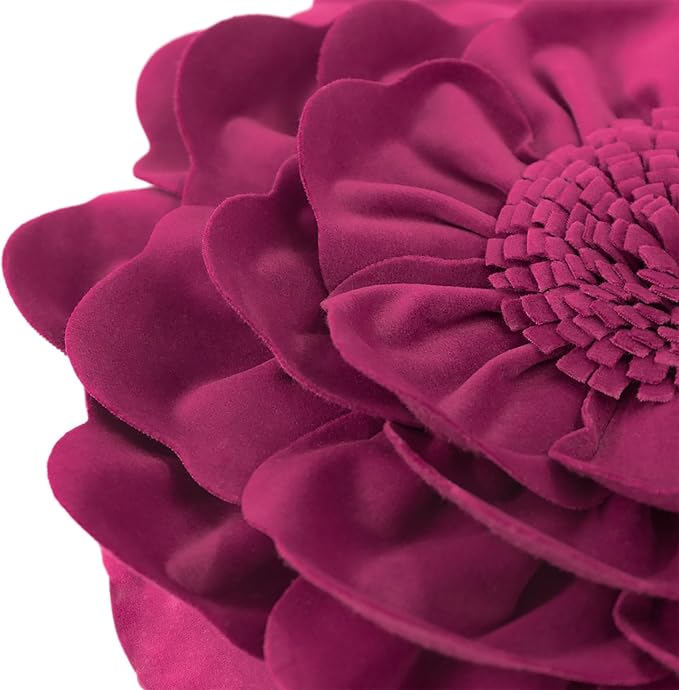 JWH Flower Throw Pillow Cover Decorative Round Pillow Case Floral Cushion for Bed Sofa Couch Car Decor 14 Inches Magenta