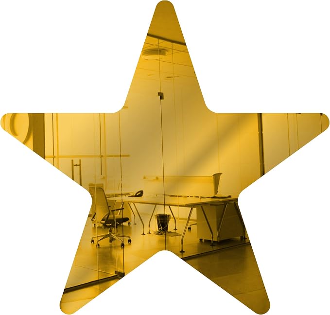 Marketing Holders Acrylic Mirror 2" Yellow Star DIY Smooth Edge Plexiglass Tiles .118 3MM Thick Rounded Corners Decor for Schools Dance Studios Art Gallery Business and Hotel Lobbies