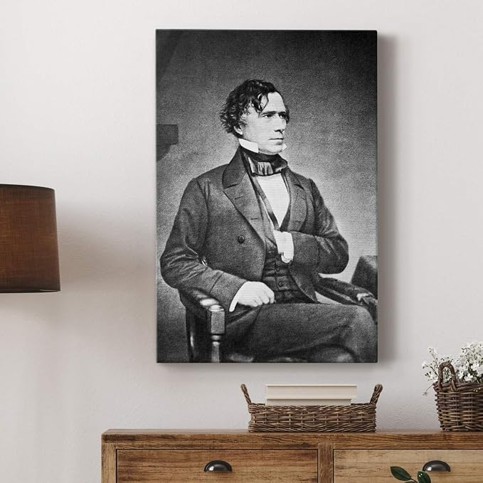 Renditions Gallery Franklin Pierce Presidental Portrait Wall Art, Premium Gallery Wrapped Canvas Decor, Ready to Hang, 48 in H x 32 in W, Made in America Print