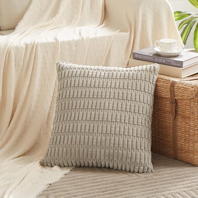 Fancy Homi 8 Packs Decorative Throw Pillow Covers for Living Room Couch Bed, Modern Farmhouse Boho Home Décor Accent Cushion Case, 18" x 18", Neutral