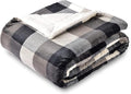 SOCHOW Buffalo Plaid Sherpa Throw Blanket, 60 x 80 inches, Black/White | Double-Sided Checkered Super Soft Luxurious Bedding Fleece Blanket