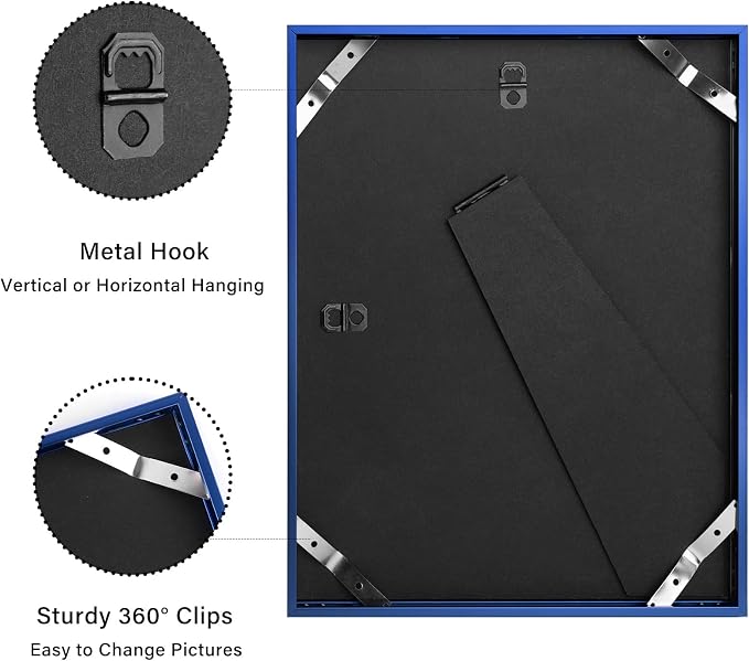 Frametory 8x10 Blue Aluminum Metal Picture Frame Mat for 5x7 Glass
