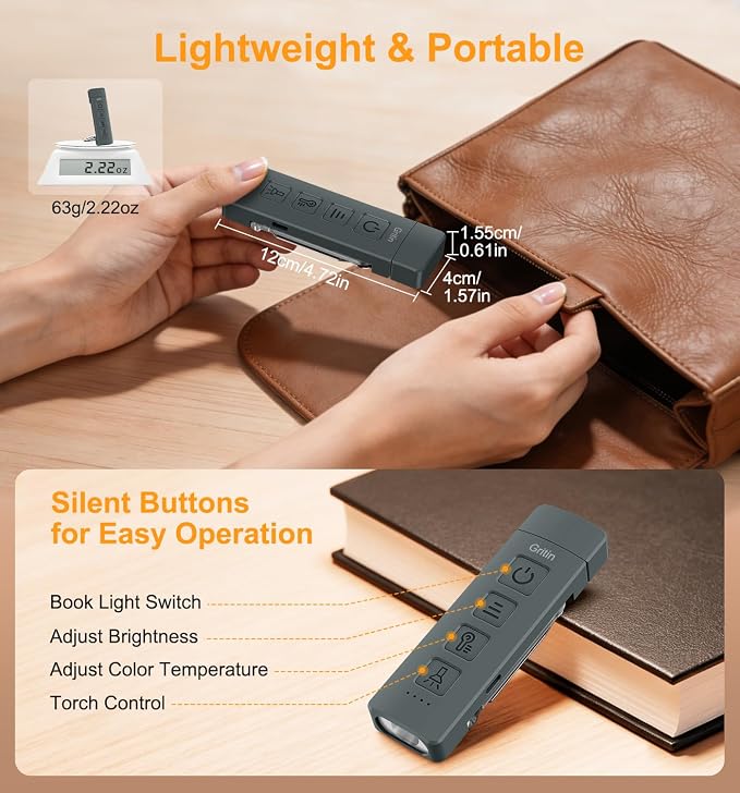 Gritin 2026 Gen 2 Rechargeable Book Light,2-in-1 Reading Light & Flashlight