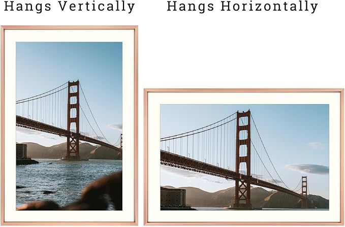 Frametory 13x19 Rose Gold Aluminum Metal Picture Frame Mat for 11x17 Glass