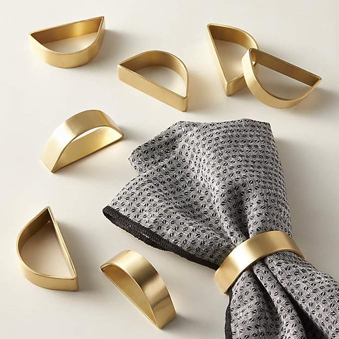 Cuff Brushed Gold Napkin Rings Set of 30, Modernist Napkin Ring Holder for Wedding, Banquet, Metallic Adornment for Table Settings, Glossy Serviette Buckles Decor