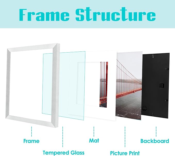 Frametory 12 Pack 11x14 Silver Picture Frame with Real Glass Mat for 8x10