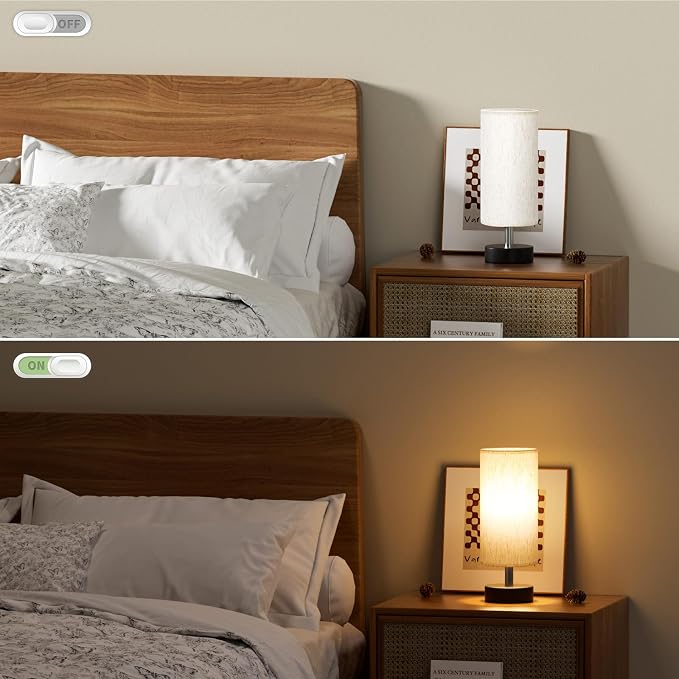PartageiZ Small Table Lamp for Bedroom - Bedside Lamps for Night Stands