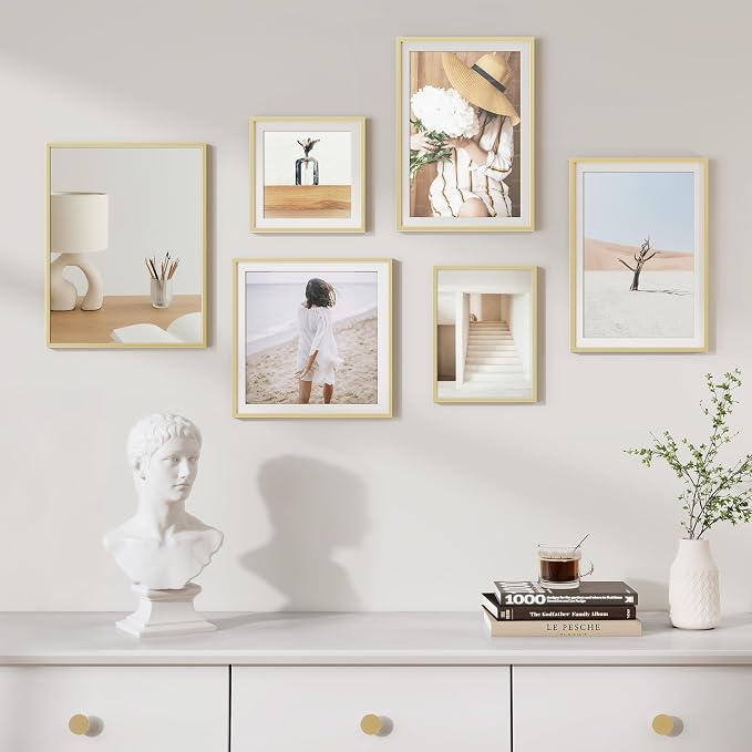 Fun Memories A2 Picture Frame Gold, High End Metal 16.5 x 23.5 Poster Frames for Wall, A2 Photo Frame with Mat A3, Tempered Glass, 1 Pack
