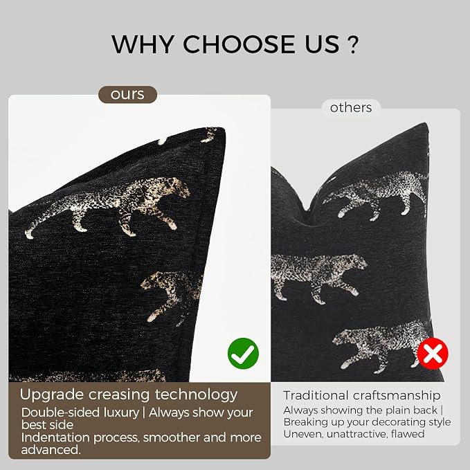 Lumbar Pillow Cushion Cover 12x20, Double Sided Cheetah Pattern Throw Pillow Covers with Hidden Zipper, Leopard Pillow Covers for Bed Couch Sofa Living Room Bedroom