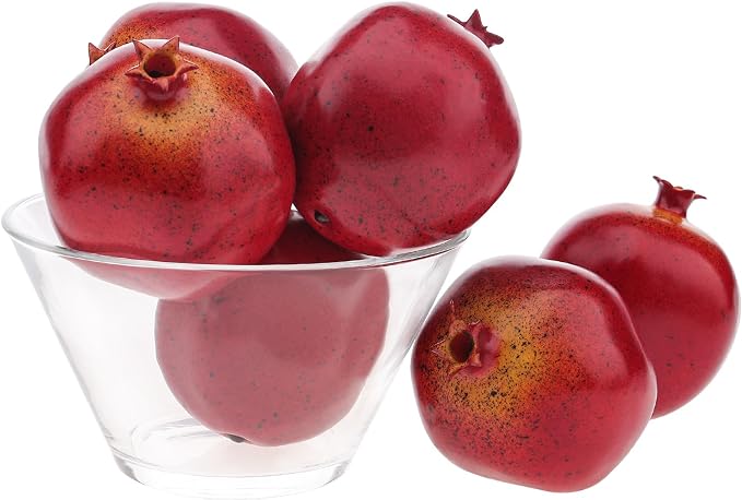 6pcs Artificial Pomegranate Decor, Realistic Plastic Fake Fruit
