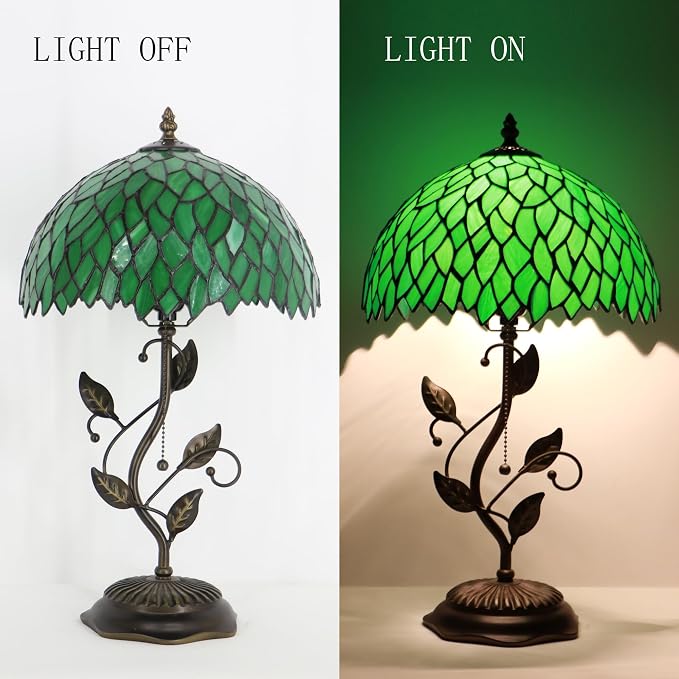 Tiffany Table Lamp Stained Glass Bedside Reading Light W12H19 inch