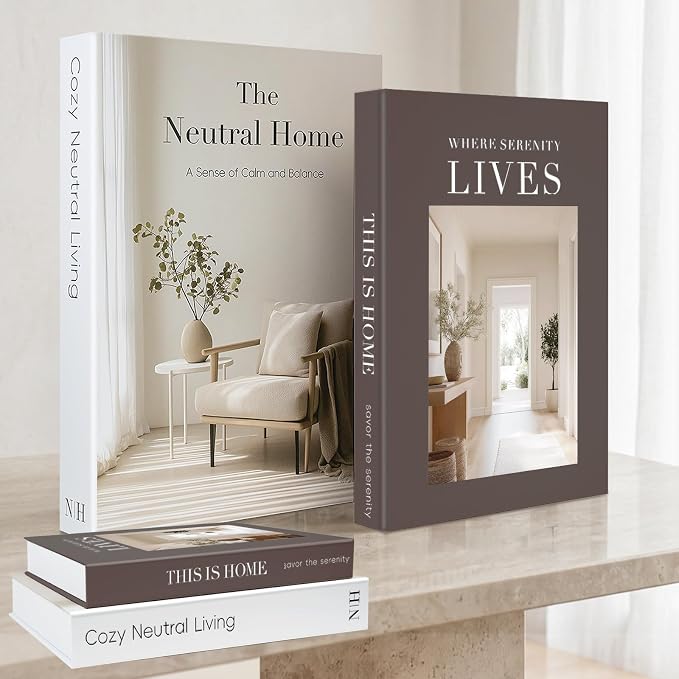 Decorative Books for Neutral Home, Fake Books Boxes for Coffee Table Decor