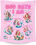 Mermaid Blanket for Girls, Mermaid Gifts, Party Decorations, God Says I Am, Cute Fleece Fuzzy Blanket for Couch Chair, 30"x40"