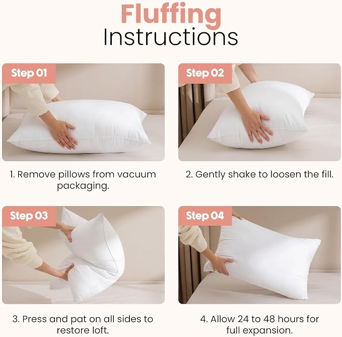 Utopia Bedding 20x26 Pillow Inserts, White Throw Pillows for Couch, 2 Pack | Indoor cushion inserts for bed, sofa & couch, Supportive & fluffy decorative pillows for everyday comfort, Set of 2, White