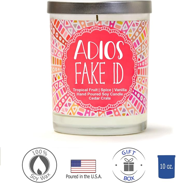 21st Birthday Gifts for Women - Adios Fake ID | Funny Birthday Gifts for Daughter, Sister, Best Friend, 21st Wine Glass Decorations, Rip Fake ID, 21 Year Old Tumbler - 15 Oz, Made in USA