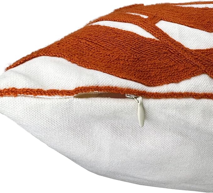 Alysheer Floral Embroidered Throw Pillow Cover 18"x18" 1pc, Burnt Orange
