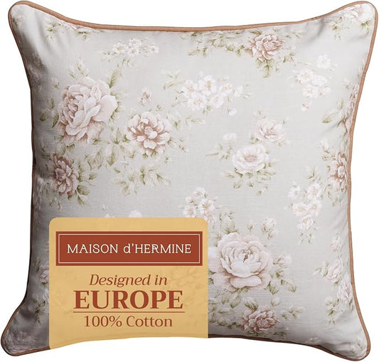 Maison d' Hermine Throw Pillow Covers 100% Cotton (18" x 18" - Pack of 1)