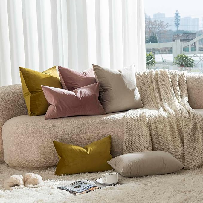 JUSPURBET Decorative Velvet Throw Pillow Covers 18x18 Set of 2,Cloud