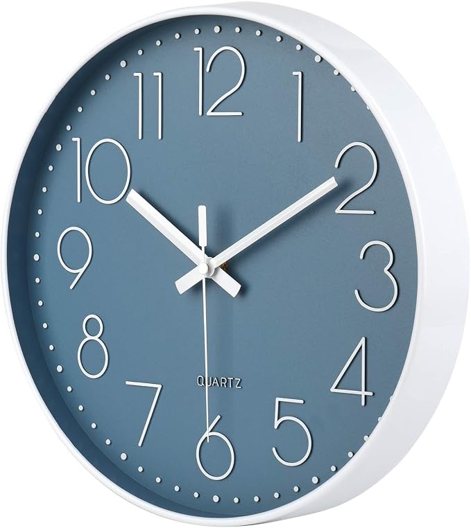 jomparis 13 1/2 Inches Blue Wall Clock Modern Style Indoor Outdoor Decor Clocks for Pool Patio Home Bedroom Living Room
