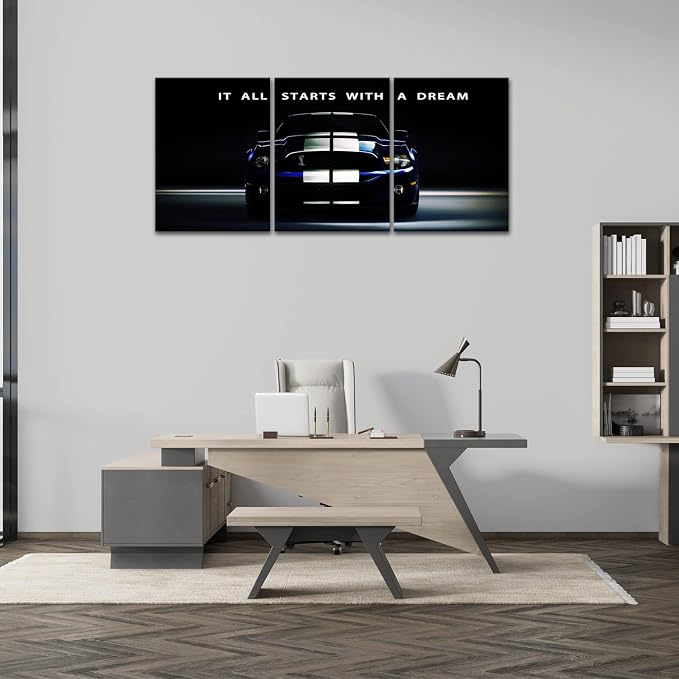 It All Starts with A Dream - Motivational Canvas Wall Art ,Office Inspirational Poster Prints Quotes Wall Decor Gallery-Wrapped Frame Easy Hang-24x36x3PCS