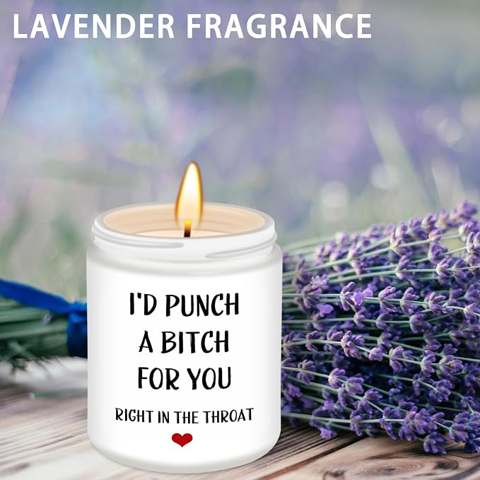 Homsolver Birthday Gifts for Women,Sister, Friend, Funny Perfect Anniversary, Christmas,Birthday,Valentines Day Gifts Ideas-I'd Punch A B for You Candles