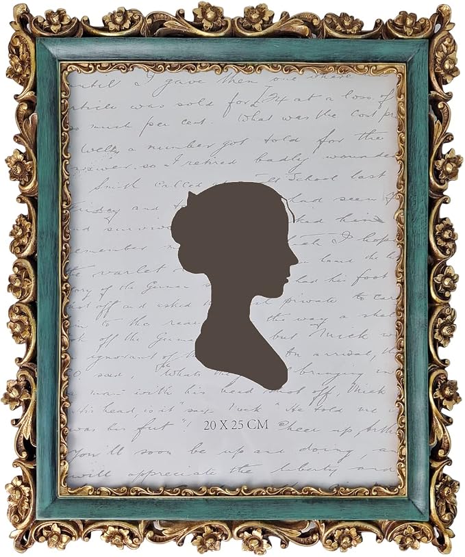 Sunlit Vintage Picture Frame 8x10 Inch, Luxury Antique Photo Frames with Glass Front, Photo Display, Tabletop Wall Hanging, Gift Ideas, Dark Green and Bronze Gold