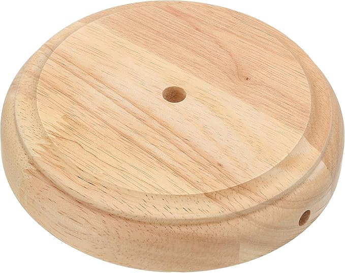 PATIKIL 6" x 1.3" Wooden Lamp Base, Round Solid Wooden Base Wood Desk Lamp Display Stand Replacement for Bedroom Bedside Table Lamps DIY