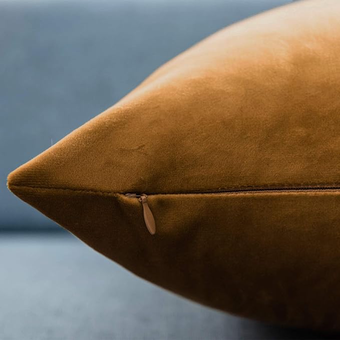JUSPURBET 26x26 Euro Velvet Throw Pillow Covers Set of 2,Mustard Yellow