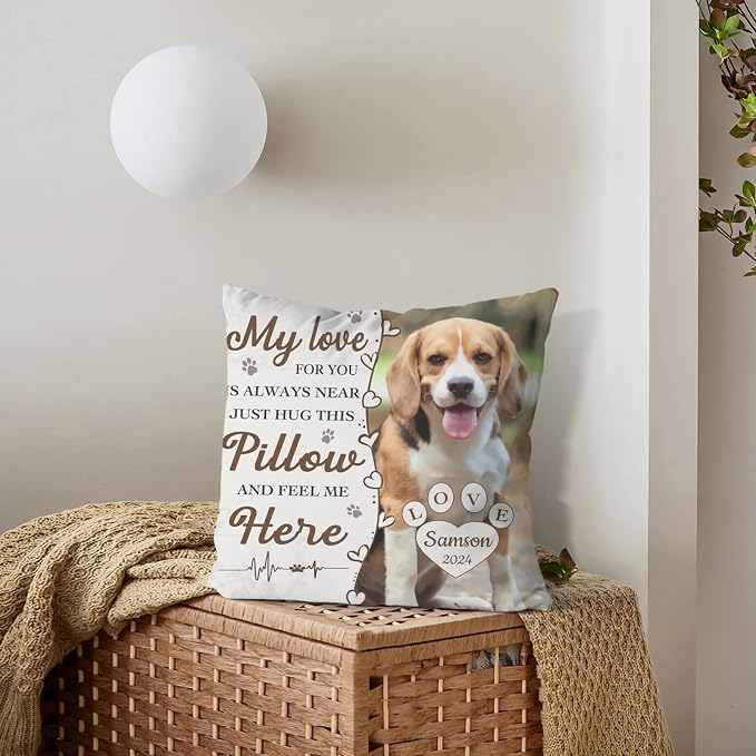 Alienc Personalized Pet Memorial Gifts for Dogs Cats, Custom Pet Memorial Throw Pillow Cover (Optional Pillow Insert), Loss of Dog Sympathy Gift