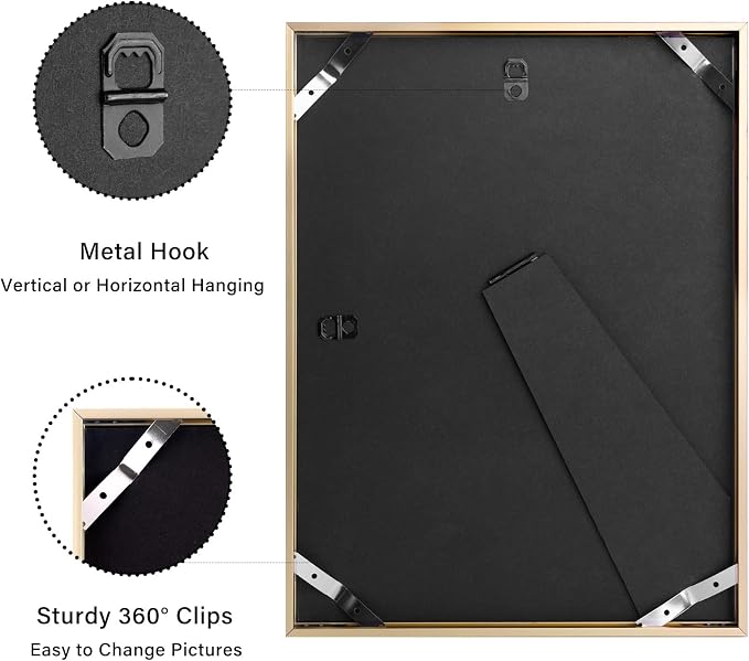 Frametory 9x12 Gold Aluminum Metal Picture Frame Mat for 6x8 Glass