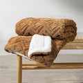 EverGrace Jacquard Reversible Sherpa Throw Blanket, 50" x 60", Burnt Orange | Jacquard Sherpa Throw Blanket, Super Soft, Cozy Plush Blanket, Reversible Thick Warm Throw for Bed, Sofa, Living Room