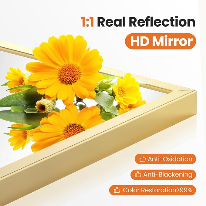 Sweetcrispy 22"x 30" Arched Gold Bathroom Mirrors for Wall | Bathroom Mirrors for over sink, Metal Framed with HD Shatter-Proof Glass for Entryway, Bedroom, Dressing Room, Home Decor