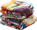 Boho Throw Blanket for Bed 100% Cotton Bohemian Blankets Ultra Soft Woven Muslin Decorative Blankets All Seasons Vintage Quilt Knitted Blanket for Sofa Chair (Colorful, 80"x90")