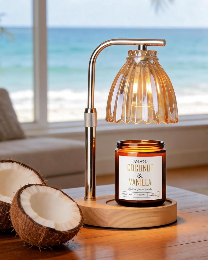 AOOVOO Coconut Vanilla Wickless Candle - Candle for Warmer Lamp | with 10ml Essential Oil for Custom Aroma, Flameless Non-Toxic Soy Scented