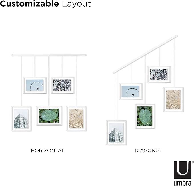 Umbra Exhibit Picture Frame Gallery Set Holds Five Photos, White