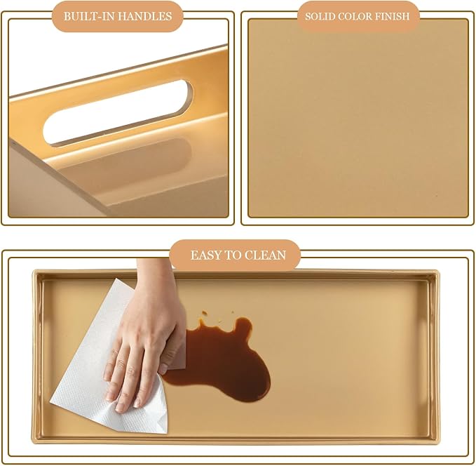 MAONAME Golde Bathroom Tray, Rectangular Toilet Tank Trays with Handles