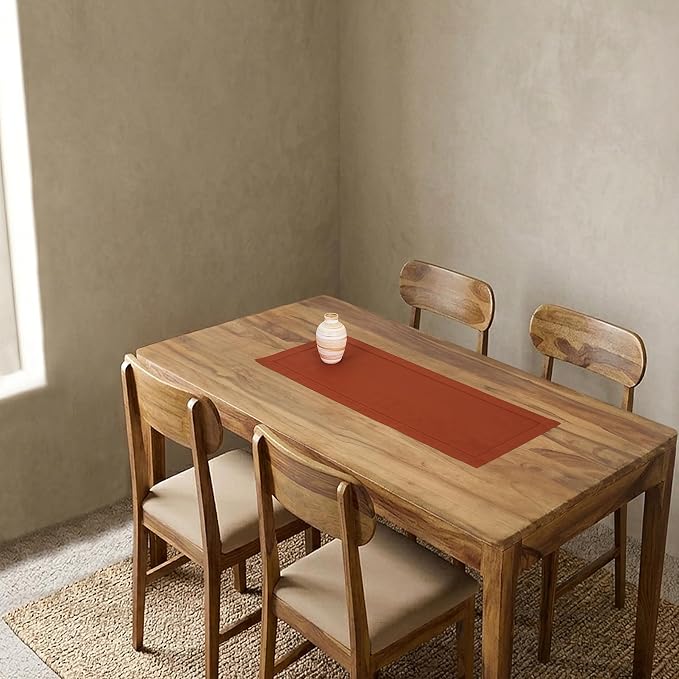 Solino Home 100% Pure Linen Table Runner Cinnamon Hemstitch, 14 x 36 in | Classic Hemstitch Table Runners for dining, hallway and console table styling | hand hemstitched borders | OEKO-TEX Certified