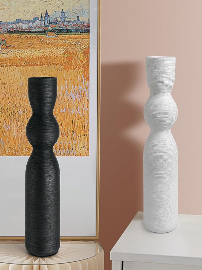 Flower Vase 14.8 ""Tall Black Ceramic Vase, Pampas Grass Vase for Home Decor, Vases for Flowers for Farmhouse, Modern Minimalist Style Vases for Office Decoration, Centerpieces