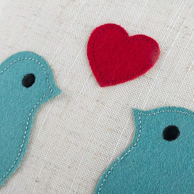 JWH Birds Throw Pillow Covers Decorative Animal Accent Cushion Cases Red Heart Pillowcase for Couch Bed Living Room Sofa 12x18 Inch Beige Teal Blue