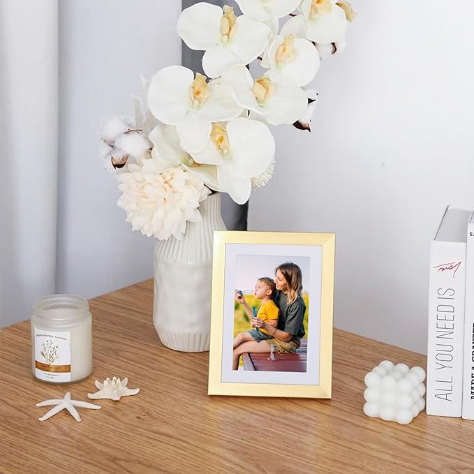 Fixwal Gallery Picture Frames Set, 15 Pack, PVC, Gold, 8x10, 5x7, 4x6 | Wall or Tabletop Decor, High-definition Plexiglas panels