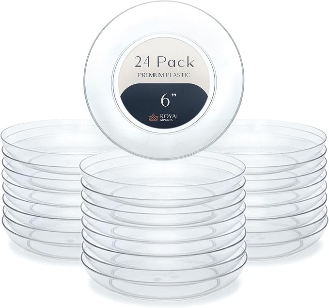 Royal Imports Clear Plant Saucer, Floral Plastic Plates Plant Tray 6" 24pk