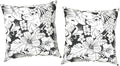 Outdoor Throw Pillow Covers 18x18 Inch, Decorative Pillow Covers for Patio Furniture, Tropical Blossom Noir Modern Cushion Cases for Garden Couch Home Sofa, Pack of 2
