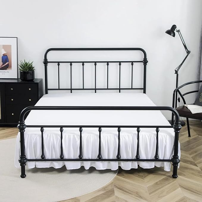 Bed Skirt Twin Size Ruffled Bed Skirt with Split Corners | 15 Inch Drop Dust Ruffle Bed Skirt with Platform, White