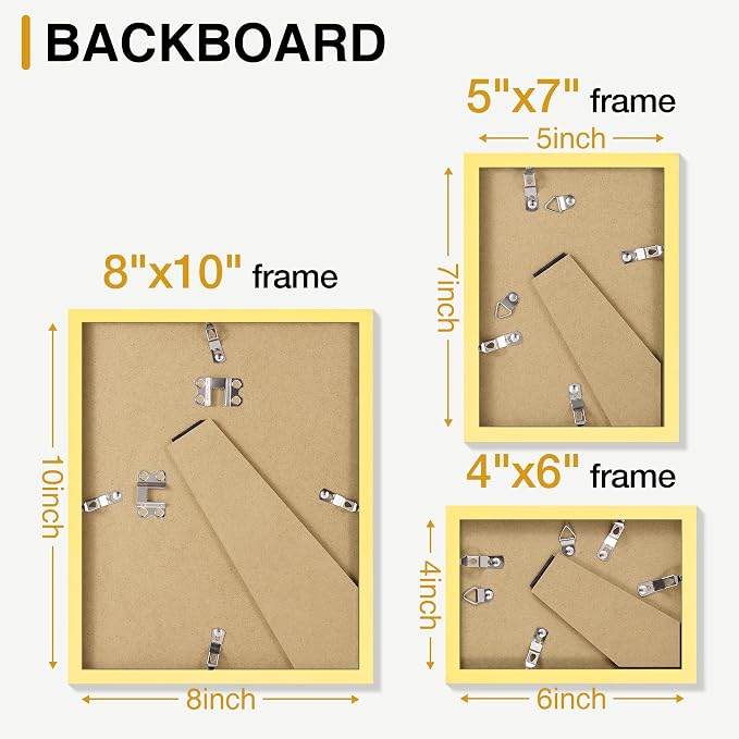 decorUhome 10 Pack Assorted Picture Frame Set for Wall & Tabletop, P0710NT | Natural, Multi Size Picture Frame Includes Two 8x10 / Four 5x7 / Four 4x6 for Family Gallery Wall