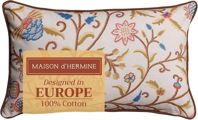 Maison d' Hermine Throw Pillow Covers 100% Cotton (12" x 20" - Pack of 1)