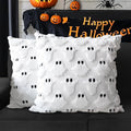 4TH Emotion Halloween Ghost Decorative Pillow Covers 20x20 Set of 2, White Soft Plush Faux Fur Farmhouse Throw Cushion Cases for Fall Autumn Holiday Home Decorations