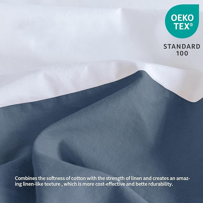 BISELINA French Linen Bed Skirt with Pleated Corner 22-Inch Tailored Drop Natural Flax Cotton Blend Basic Dust Ruffle Soft Cozy Farmhouse Bedding (22" King, Basic Navy Blue)