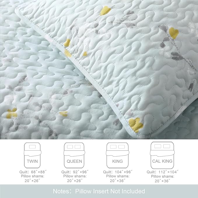 Exclusivo Mezcla Reversible Boho Quilts Queen Size Aqua | Lightweight Soft Bedspreads, All Season Flowers Coverlet Bedding Set, Printed Floral Pattern, 1 Quilt and 2 Pillow Shams